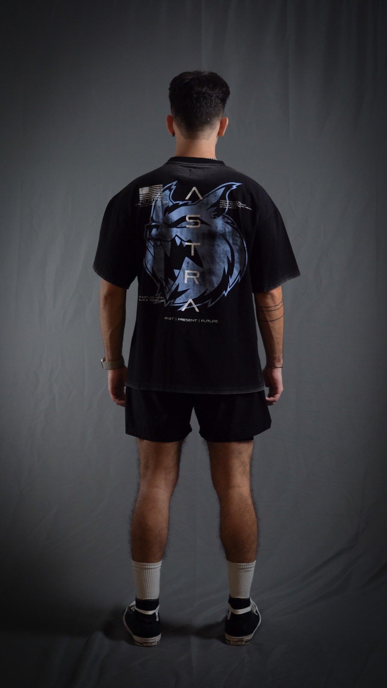 “We Are Infinite” (Premier Vintage) Oversized Cloak (Obsidian/Glacier)