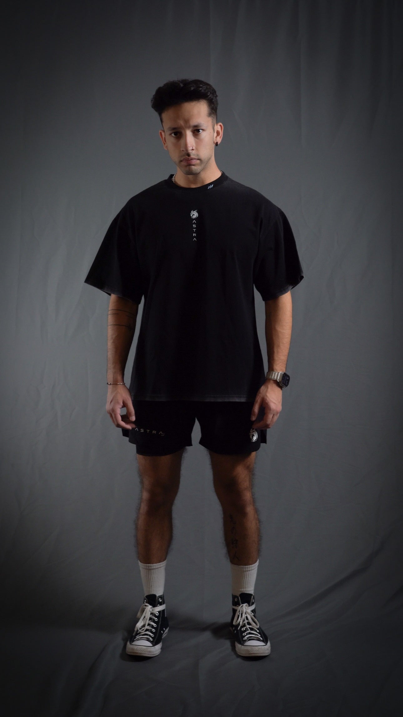 “We Are Infinite” (Premier Vintage) Oversized Cloak (Obsidian/Glacier)